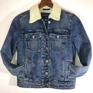 Womens Aeropostale Denim Jean Sherpa Lined Jacket Size Small